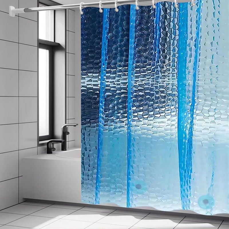 TIKABC Shower Curtain Liner, 4G EVA Blue Water Cube Shower Liner, Plastic Waterproof Shower Curtains, 72x72 inch with Grommet Holes 3 Magnetic Weights - Image 1
